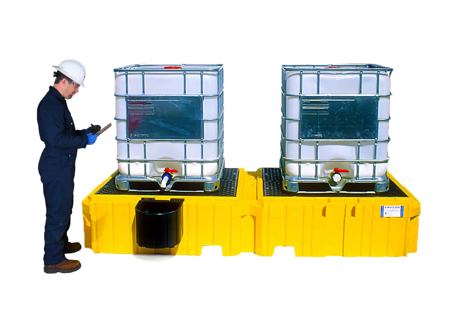 UltraTech Twin IBC Spill Pallet With Left Bucket Shelf